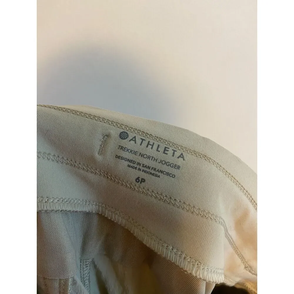 ATHLETA Trekkie North Jogger Pants Cream Tan Sand Size 6P PETITE